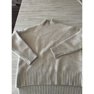 Everlane Honeycomb Funnel Neck 100% Recycled Cashmere Sweater Oatmeal A+ Small